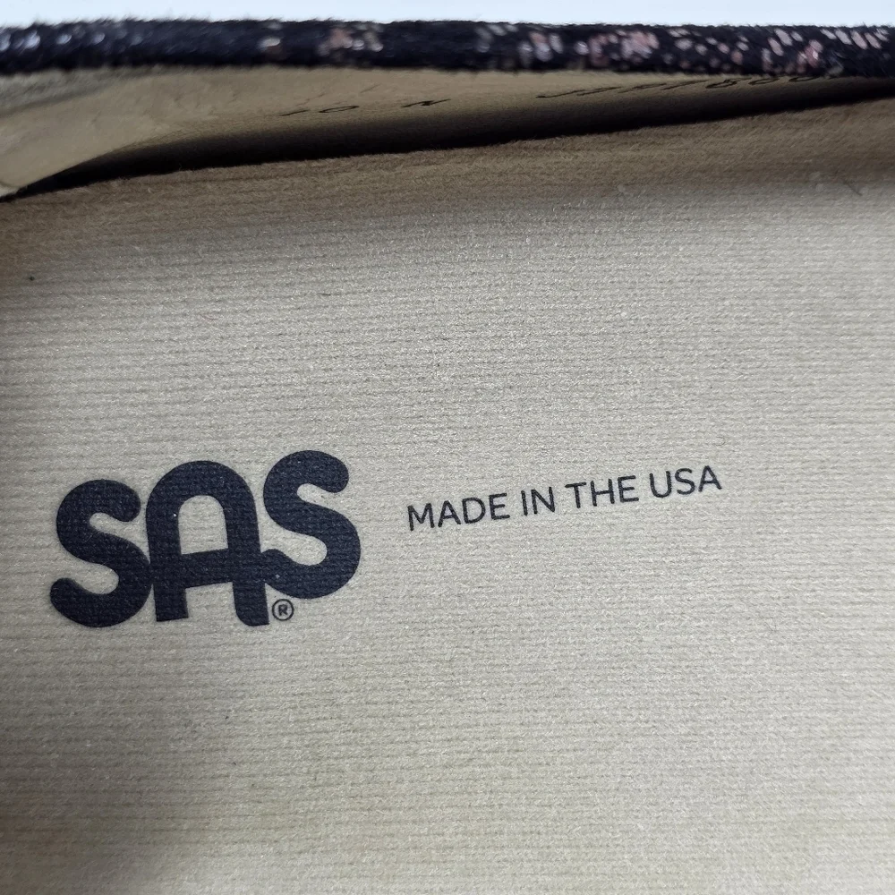 SAS Womens Scenic Floral Ballet Flats Black Suede Made In USA Sz 10 N Pre-owned